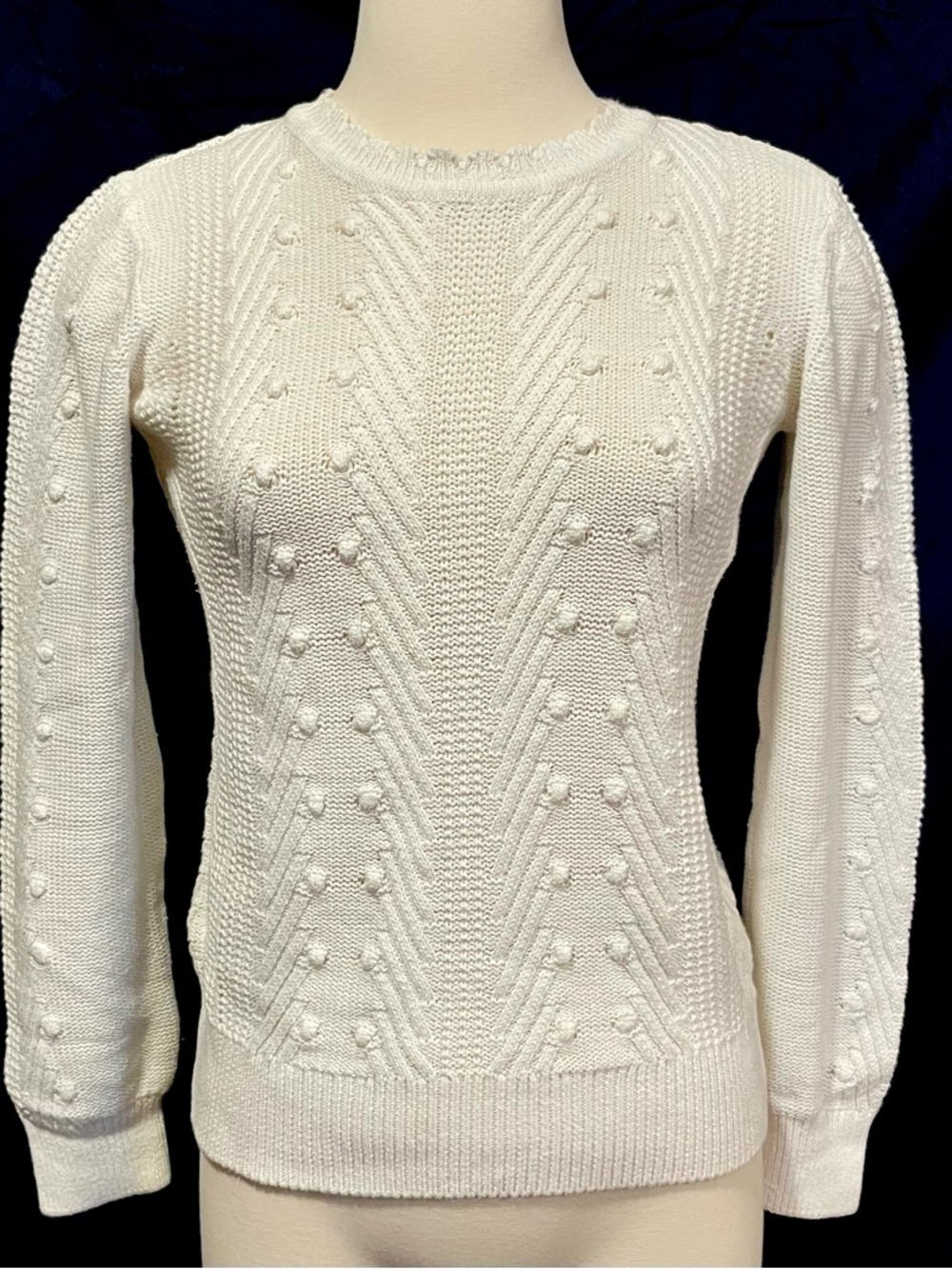 Women's Cream Bobble Crewneck Sweater